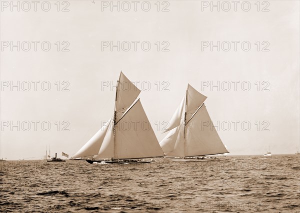 After the start, Peabody, Henry G, (Henry Greenwood), 1855-1951, Vigilant (Yacht), Valkyrie II (Yacht), America's Cup races, Yachts, Regattas, 1893
