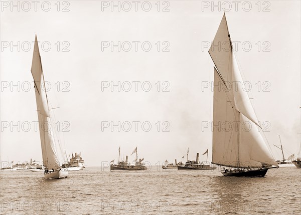 The start, Peabody, Henry G, (Henry Greenwood), 1855-1951, Vigilant (Yacht), Valkyrie II (Yacht), America's Cup races, Yachts, Regattas, 1893