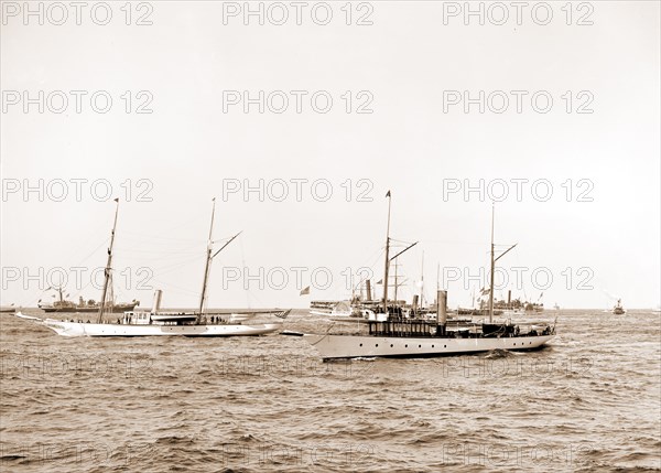 Part of the excursion fleet, America's Cup races, Side wheelers, Yachts, Regattas, 1899