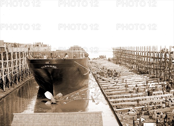 Str. Harvard in the slip, Detroit, Harvard (Freighter), Cargo ships, Boat & ship industry, United States, Michigan, Detroit, 1900