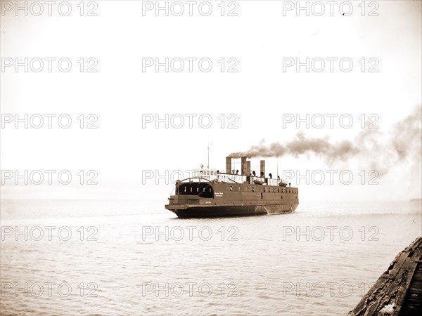 Car ferry Sainte Marie, Mackinac Straits, Ferries, Channels, United States, Michigan, Mackinac, Straits of, 1900