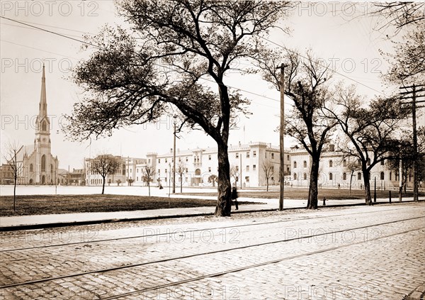 The Citadel, Marion Square, Charleston, S.C, Military education, Educational facilities, Plazas, United States, South Carolina, Charleston, 1900