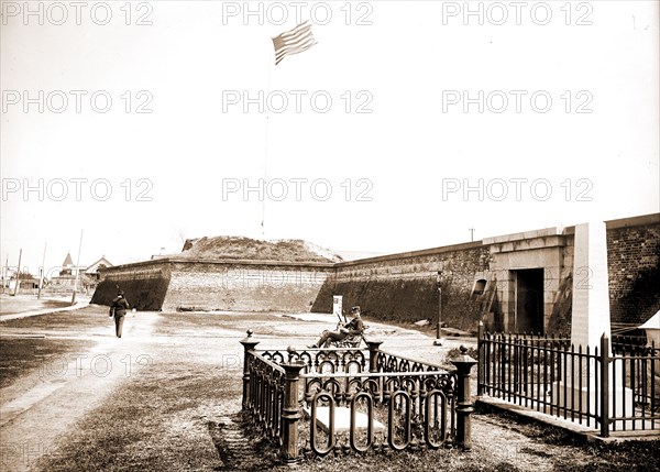 Osceola's grave, Fort Moultrie, Charleston, S.C, Osceola, Seminole Chief, 1804-1838, Tomb, Tombs & sepulchral monuments, Forts & fortifications, United States, South Carolina, Charleston, 1900