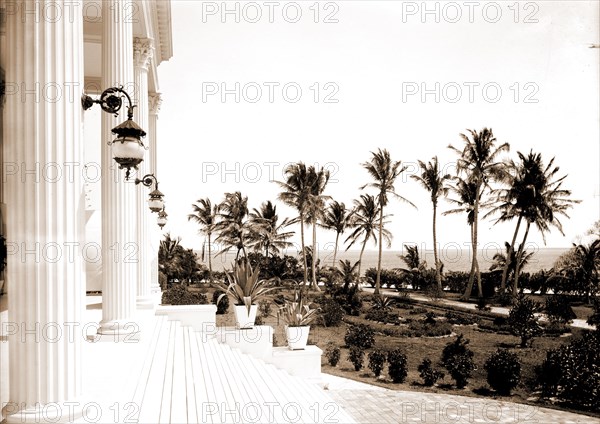 Porch of the Hotel Royal Palm i.e. Royal Palm Hotel, Miami, Fla, Hotels, Resorts, Porches, United States, Florida, Miami, 1900