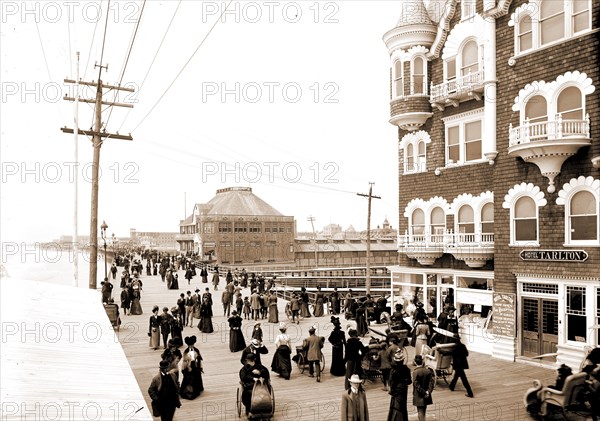 Board walk near the casino, Atlantic City, N.J, Brighton Casino (Atlantic City, N.J.), Casinos, Boardwalks, United States, New Jersey, Atlantic City, 1900