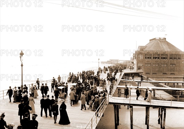Board walk, Easter morning, Atlantic City, N.J, Brighton Casino (Atlantic City, N.J.), Casinos, Boardwalks, Easter, United States, New Jersey, Atlantic City, 1900