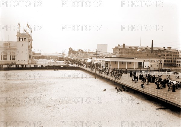 Board walk west from Steel Pier, Atlantic City, N.J, Beaches, Boardwalks, United States, New Jersey, Atlantic City, 1880