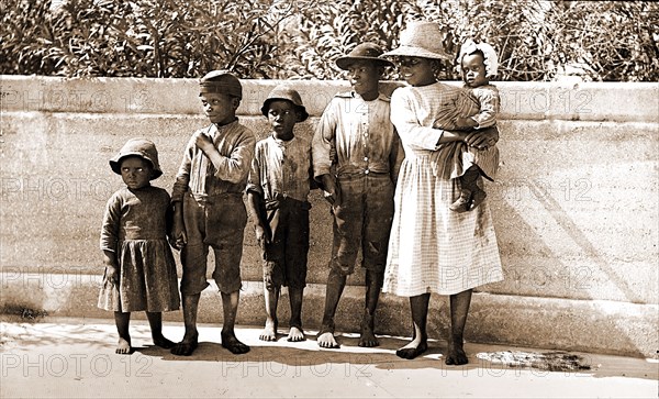 &quot;Six little pickaninnies&quot;, Jackson, William Henry, 1843-1942, African Americans, Children, United States, Florida, Saint Augustine, 1880