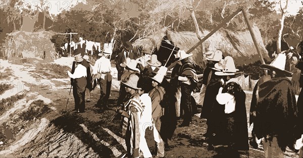 In the village Abra, Jackson, William Henry, 1843-1942, Crowds, Mexico, Abra, 1880
