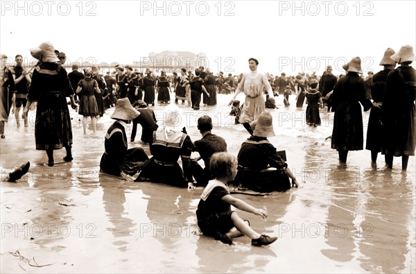 In the good old summertime, Children playing outdoors, Beaches, Summer, United States, New Jersey, Atlantic City, 1905