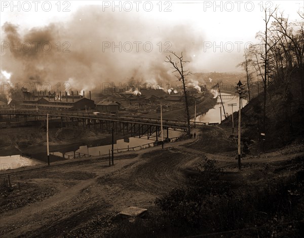 Youngstown, Rivers, Industrial facilities, Bridges, United States, Ohio, Youngstown, 1900