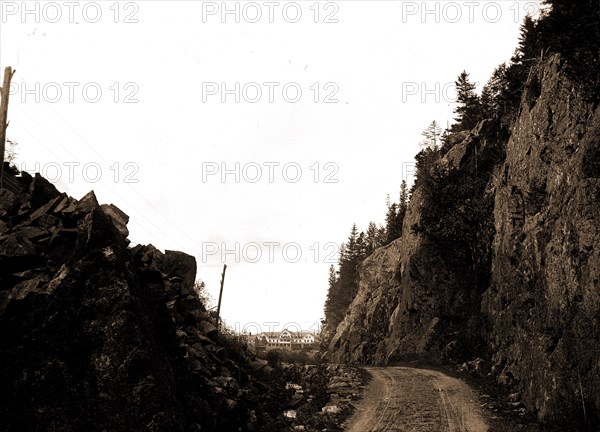 Gate of Crawford Notch from below, White Mountains, Mountains, Passes (Landforms), Roads, United States, New Hampshire, Crawford Notch, United States, New Hampshire, White Mountains, 1900