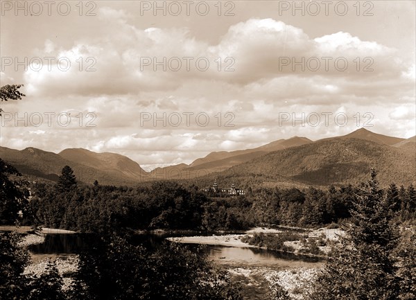 Franconia Mountains from North Woodstock, White Mountains, Mountains, United States, New Hampshire, White Mountains, United States, New Hampshire, Franconia Mountains, 1900