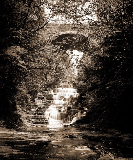 Cascadilla Gorge, Ithaca, N.Y, Waterfalls, Canyons, Bridges, Rivers, United States, New York (State), Ithaca, United States, New York (State), Cascadilla Creek, 1900