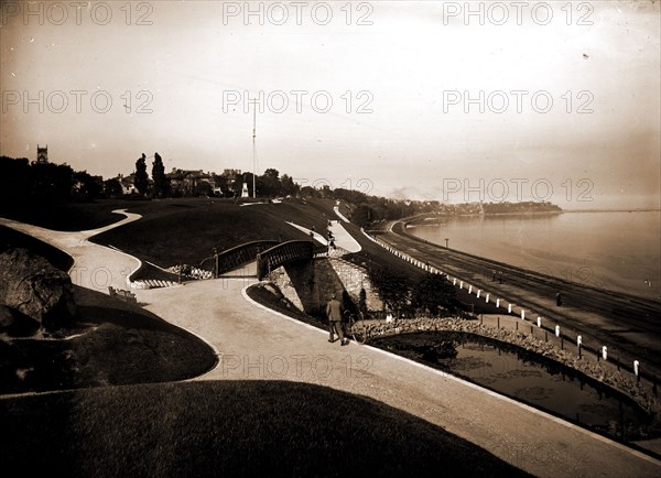 Juneau Park and Lake Michigan, Milwaukee, Parks, Lakes & ponds, Waterfronts, Bridges, United States, Wisconsin, Milwaukee, United States, Michigan, Lake, 1890