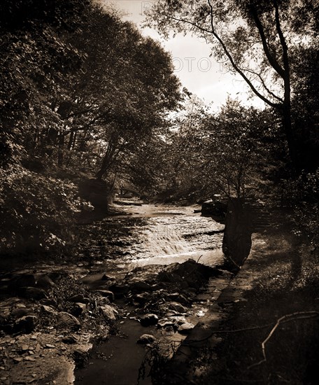 Waterfall in Wade Park, Cleveland, Ohio, Waterfalls, Parks, United States, Ohio, Cleveland, 1901