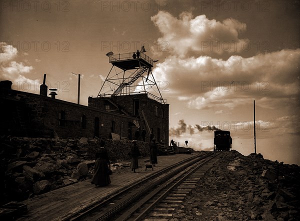 Station and hotel, summit of Pike's Peak, Jackson, William Henry, 1843-1942, Hotels, Railroad stations, Mountain railroads, United States, Colorado, Pike's Peak, 1901