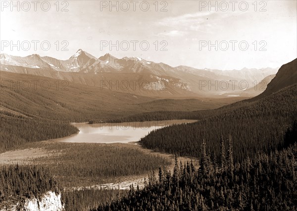 Yoho Park Reserve, B.C, Canada, Van Horn Range & Emerald Lake, Mountains, Lakes & ponds, National parks & reserves, Canada, British Columbia, Yoho National Park, Canada, British Columbia, Emerald Lake, Canada, Rocky Mountains, 1890