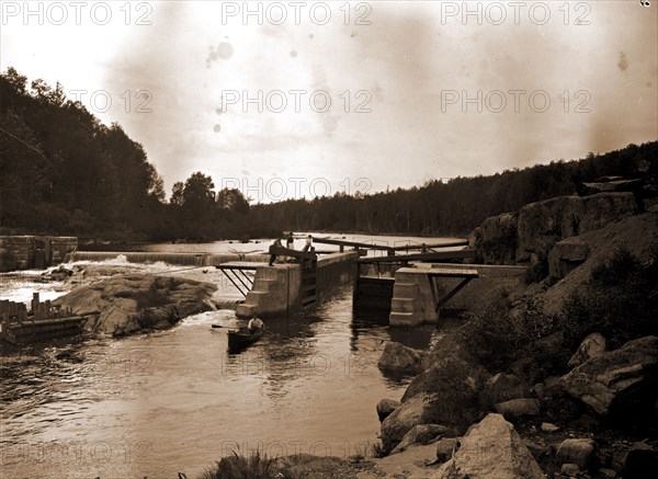 Saranac River dam and lock, Adirondack Mtns, N.Y, Jackson, William Henry, 1843-1942, Dams, Rivers, Locks (Hydraulic engineering), United States, New York (State), Adirondack Mountains, United States, New York (State), Saranac River, 1900
