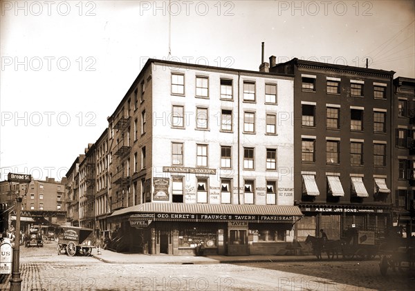 Fraunce's Tavern, Broad and Pearl Streets, New York, Fraunces Tavern (New York, N.Y.), taverns (inns), Streets, United States, New York (State), New York, 1890