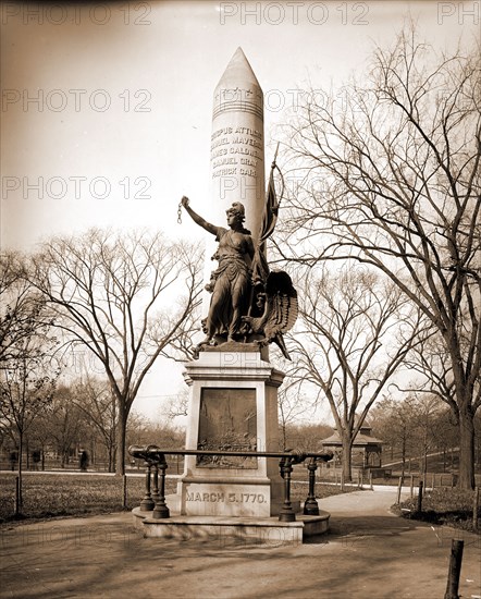 Boston, Mass, Boston Massacre Monument, Monuments & memorials, Sculpture, Parks, United States, History, Revolution, 1775-1783, United States, Massachusetts, Boston, 1890