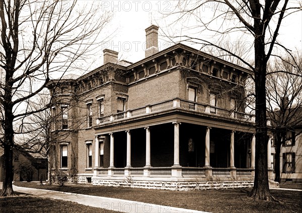 President Harrison House, North Delaware Street,Indianapolis, Ind, Harrison, Benjamin,, 1833-1901, Harrison House (Indianapolis, Ind.), Dwellings, Streets, United States, Indiana, Indianapolis, 1904