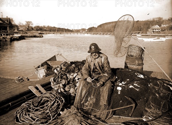 Getting ready for a trip, Fishing, 1905