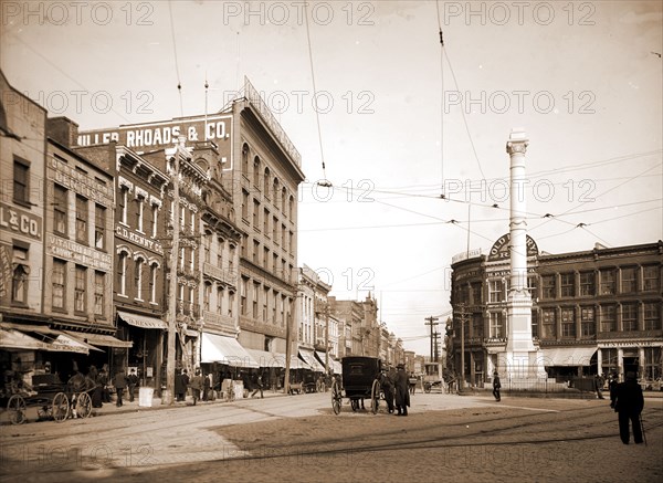 Main Street and Market Square i.e. Commercial Place, Norfolk, Va, Plazas, Commercial facilities, Monuments & memorials, United States, History, Civil War, 1861-1865, Monuments, United States, Virginia, Norfolk, 1905