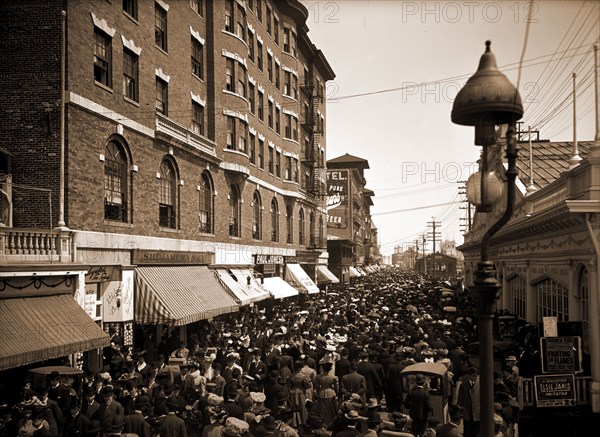 Atlantic City, N.J, the Boardwalk parade, Boardwalks, Crowds, United States, New Jersey, Atlantic City, 1890