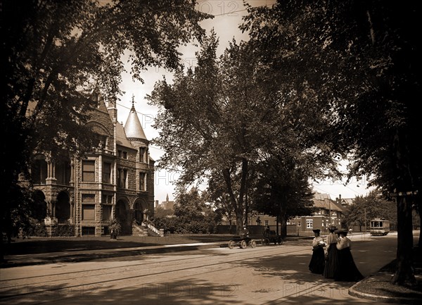 Residence and Detroit Athletic Club, Detroit, Mich, A, Detroit Athletic Club, Whitney House (Detroit, Mich.), Athletic clubs, Streets, Dwellings, Clubhouses, United States, Michigan, Detroit, 1905