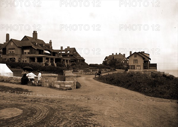 Shore Road and cottages, Magnolia, Mass, Roads, Dwellings, United States, Massachusetts, Gloucester, 1906