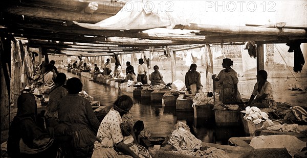 Lavanderas, City of Mexico, Jackson, William Henry, 1843-1942, Laundry, Women, Mexico, Mexico City, 1880