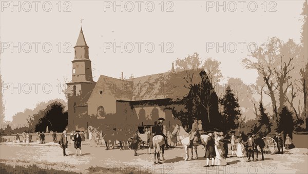 Old Bruton Church in the time of Lord Dunmore, Thompson, Alfred Wordsworth, 1840-1896, Anglican churches, United States, Virginia, Williamsburg, 1906