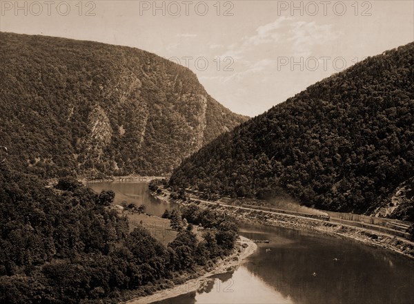 Delaware Water Gap, above the Gap from Winona Cliff, Pa, Jackson, William Henry, 1843-1942, Rivers, Passes (Landforms), United States, Pennsylvania, Delaware Water Gap, United States, Pennsylvania, Winona Cliff, United States, Pennsylvania, Delaware River, 1898
