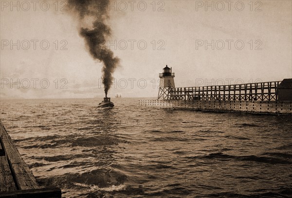 Harbor entrance, Charlevoix, Michigan, Harbors, United States, Michigan, Charlevoix, 1900