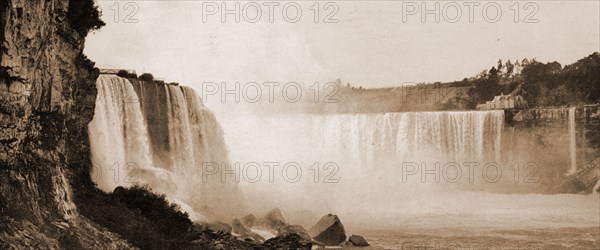 Niagara, general view from Cave of the Winds, Waterfalls, United States, New York (State), Niagara Falls, Canada, Ontario, Niagara Falls, 1900