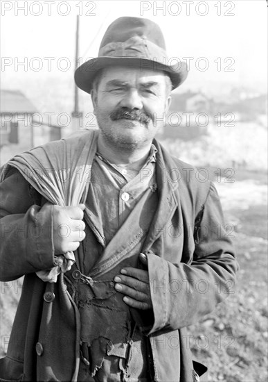 Scott's Run, West Virginia. Peter Percupu, Roumanian miner, unemployed, known in Scott's Run as Ground Hog. Too old to find employment in the mines, March 1937, Lewis Hine, 1874 - 1940, was an American photographer, who used his camera as a tool for social reform. US,USA