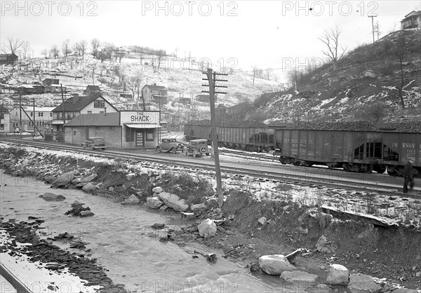 Scott's Run, West Virginia. The Shack Community Center - Scene is typical of crowded space. In center of valley the stream is Scott's Run Creek. The Shack is a community center sponsored by a religious organization, March 1937, Lewis Hine, 1874 - 1940, was an American photographer, who used his camera as a tool for social reform. US,USA