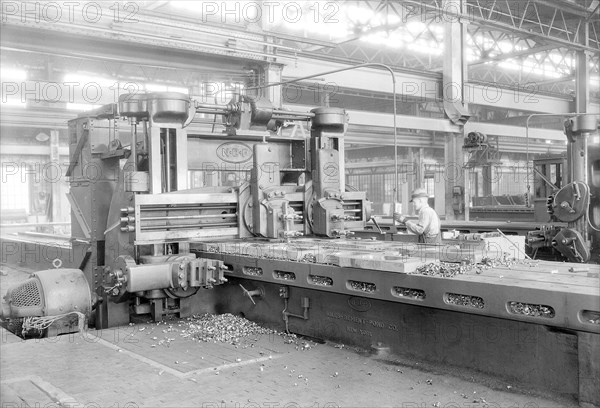 Eddystone, Pennsylvania - Railroad parts. Baldwin Locomotive Works. [Man working at machinery.], May 1937, Lewis Hine, 1874 - 1940, was an American photographer, who used his camera as a tool for social reform. US,USA