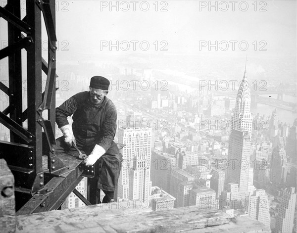 Photograph of a Workman on the Framework of the Empire State Building, 1936, Lewis Hine, 1874 - 1940, was an American photographer, who used his camera as a tool for social reform. US,USA