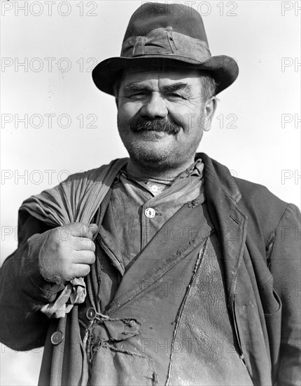 Scott's Run, West Virginia. Peter Percupu, Roumanian miner, unemployed, known in Scott's Run as Ground Hog. Too old to find employment in the mines, March 1937, Lewis Hine, 1874 - 1940, was an American photographer, who used his camera as a tool for social reform. US,USA