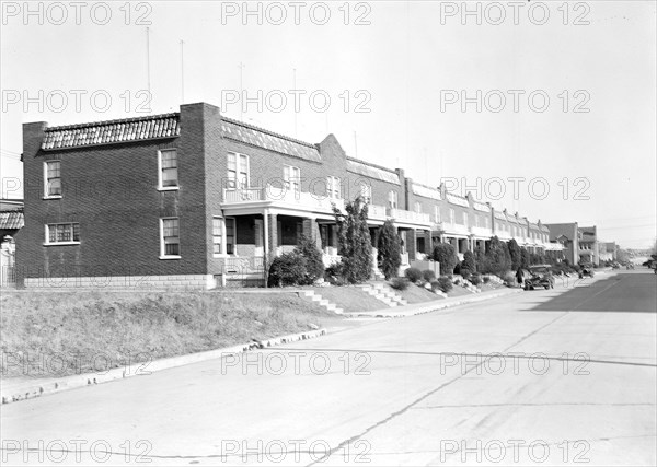 Lancaster, Pennsylvania - Housing. Row of houses in which there are some silk, linoleum, and closure workers - rental $50.00 per month, 1936, Lewis Hine, 1874 - 1940, was an American photographer, who used his camera as a tool for social reform. US,USA