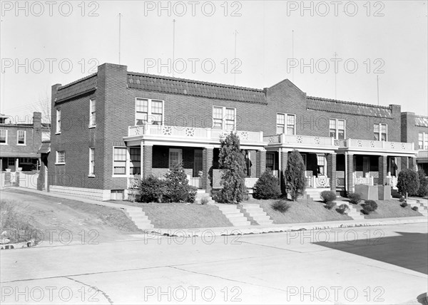 Lancaster, Pennsylvania - Housing. Row of houses in which there are some silk, linoleum, and closure workers - rental $50.00 per month, 1936, Lewis Hine, 1874 - 1940, was an American photographer, who used his camera as a tool for social reform. US,USA