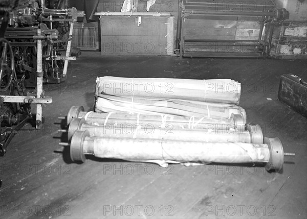 Paterson, New Jersey - Textiles. Beams and beam paper, March 1937, Lewis Hine, 1874 - 1940, was an American photographer, who used his camera as a tool for social reform. US,USA