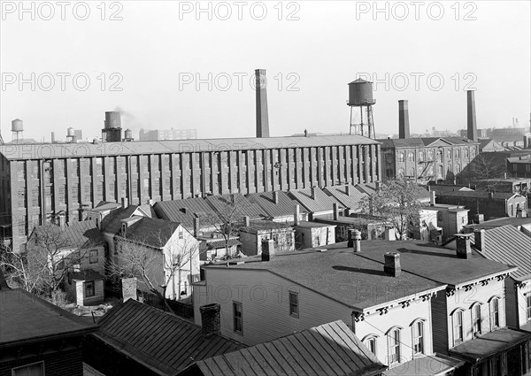 Paterson, New Jersey - Textiles. [View of mill and houses.], March 1937, Lewis Hine, 1874 - 1940, was an American photographer, who used his camera as a tool for social reform. US,USA