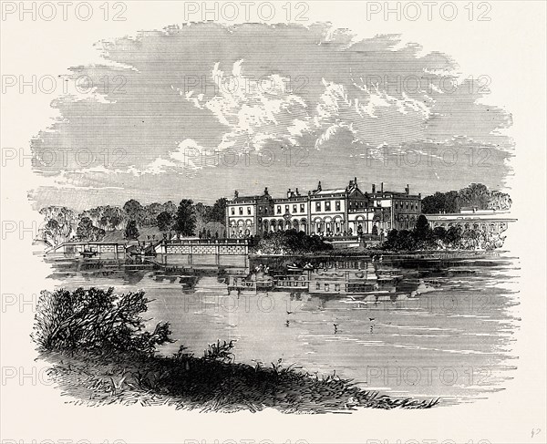 Clumber, West Front, UK, England, engraving 1870s, Britain
