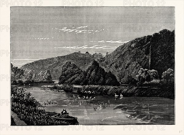 The Thames at Cliefden, UK, England, engraving 1870s, Britain