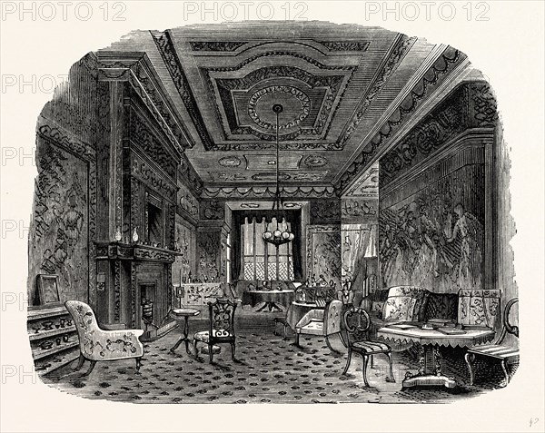 The Saloon, Westwood Park, UK, England, engraving 1870s, Britain