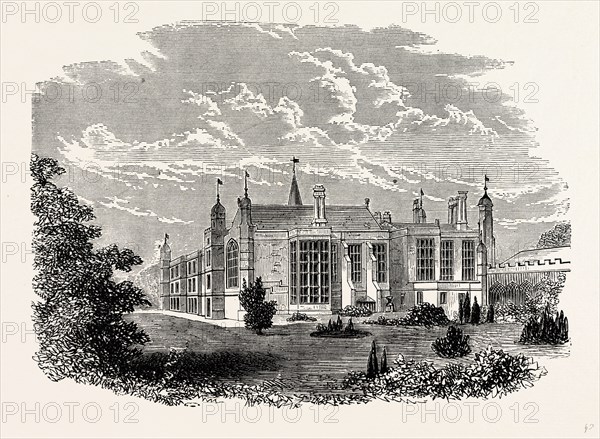 East View, Burleigh House, UK, England, engraving 1870s, Britain