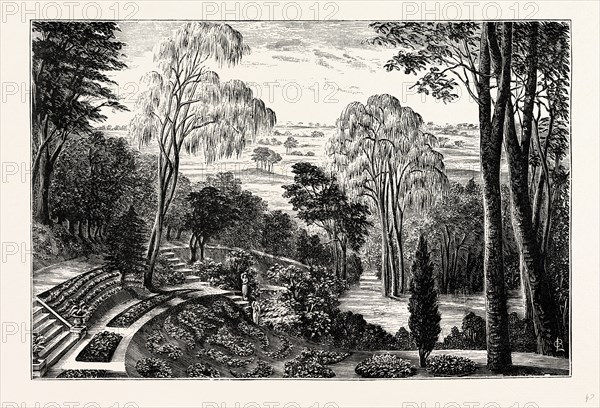 The Duchess's Garden, Belvoir Castle, UK, England, engraving 1870s, Britain